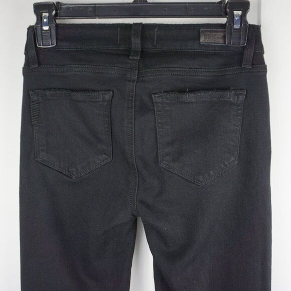 PAIGE Verdugo Ankle Mid Rise Skinny Jeans In Twilight Destructed (Black) Size 24 - Picture 12 of 16